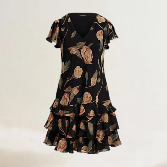 Lauren Ralph Lauren Black Floral Mini Dress - Picture 4 of 9